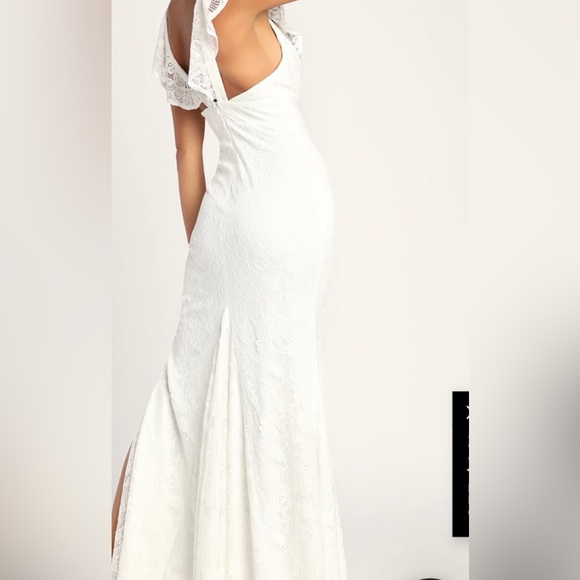 Lulus White Lace Ruffled Mermaid Maxi Dress - Picture 6 of 9